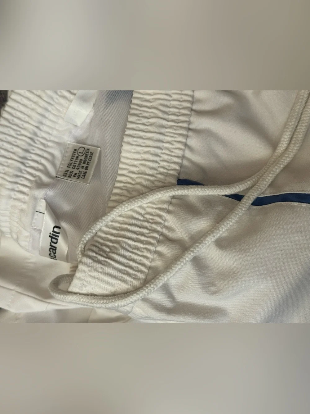 Vintage Men’s Pierre Cardin White Shorts with Navy Logo